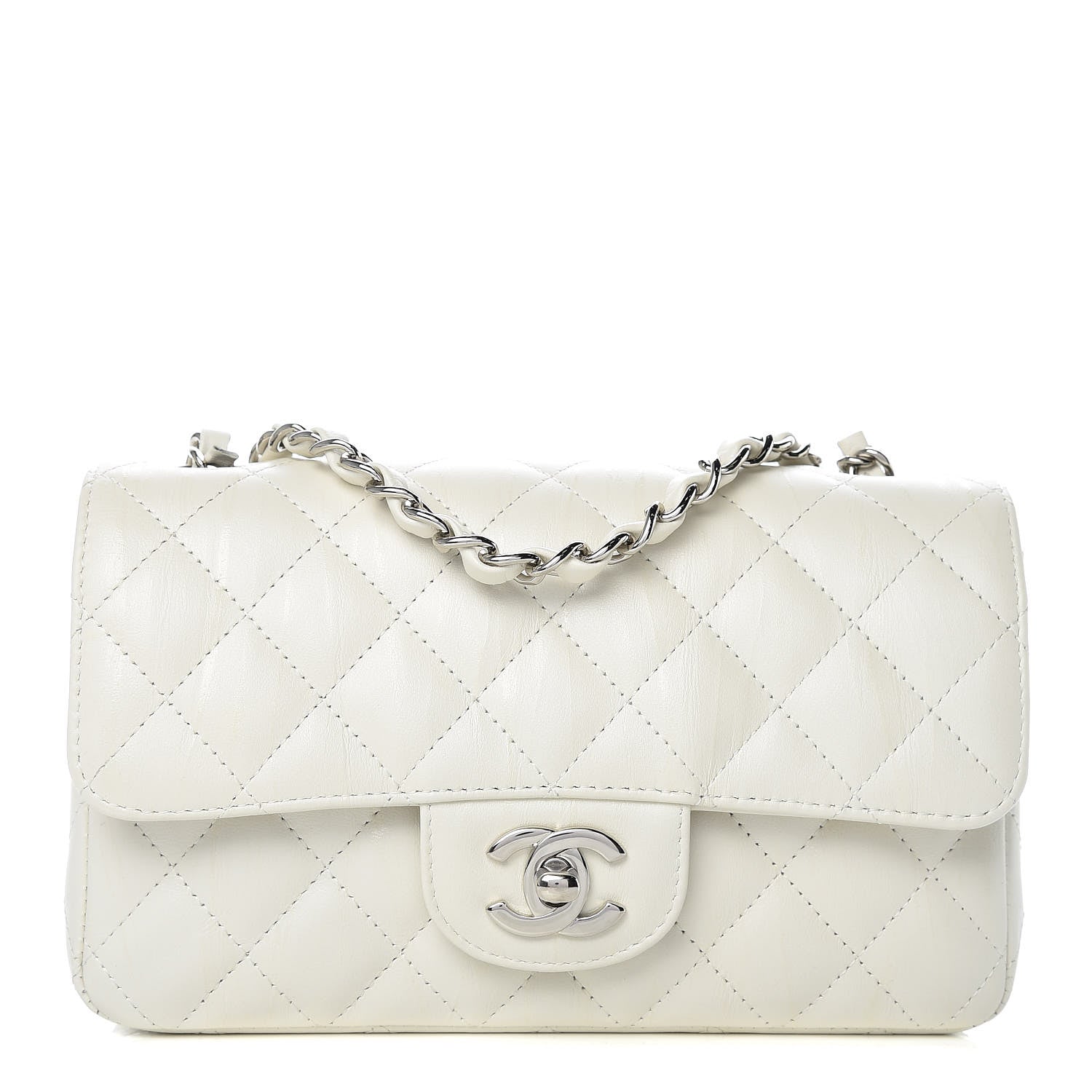 Chanel Calfskin Quilted Mini Rectangular Flap White 1 of 9
