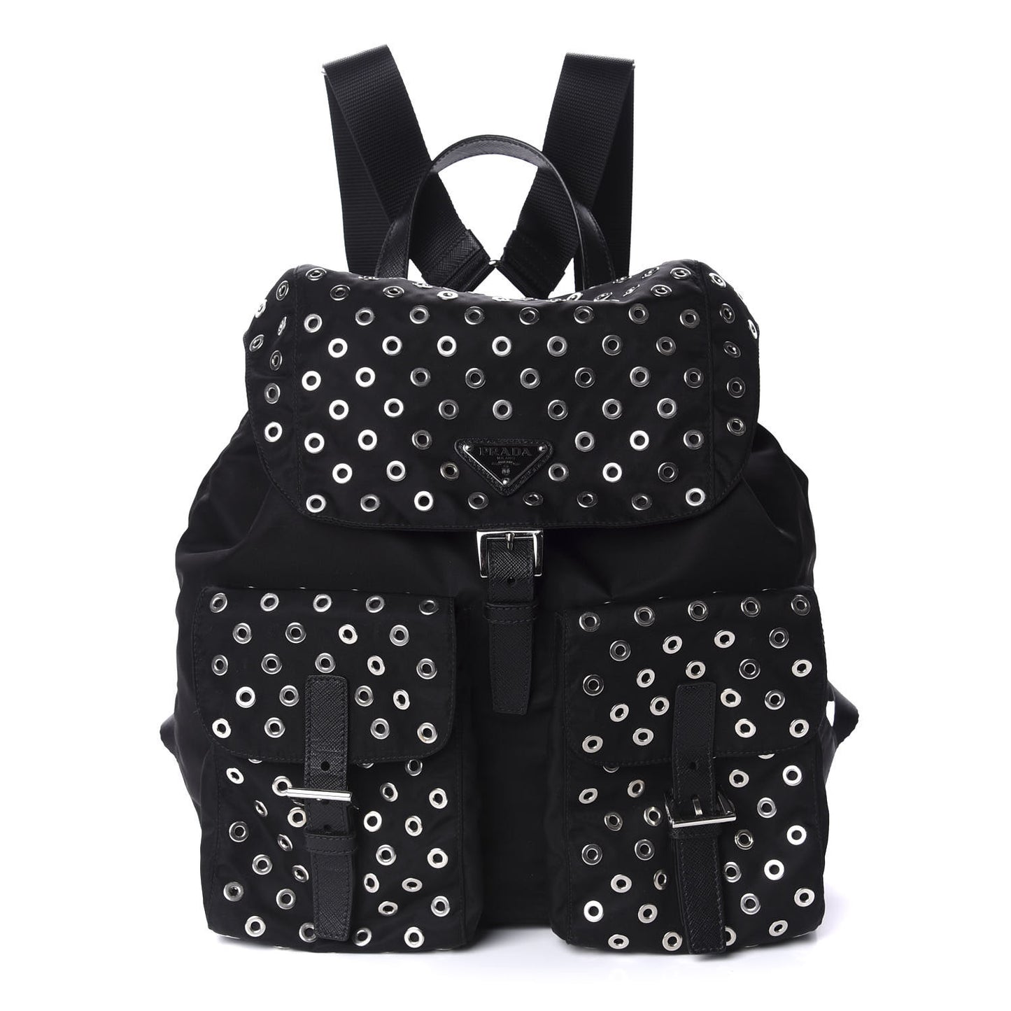 Tessuto Nylon Grommet Backpack Black