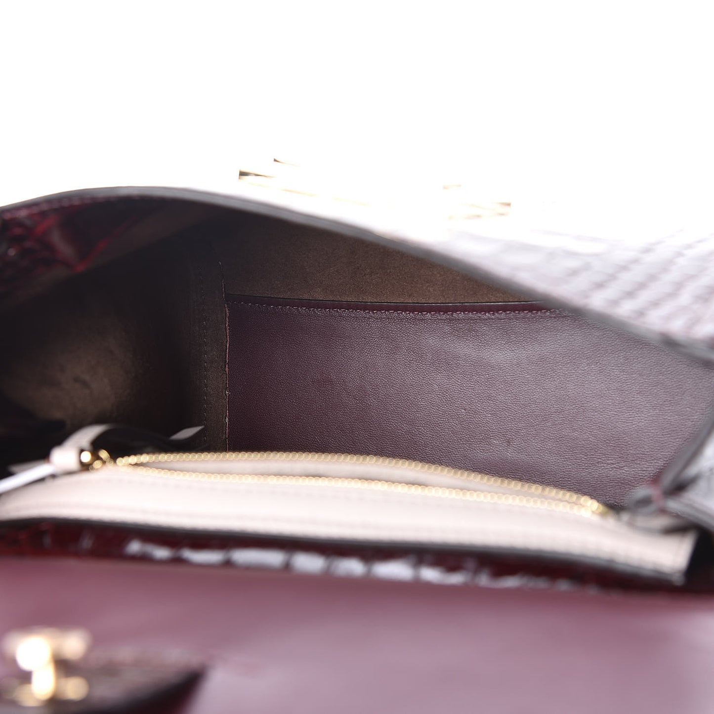 Calfskin Crocodile Embossed Small Mystic Shoulder Bag Eggplant