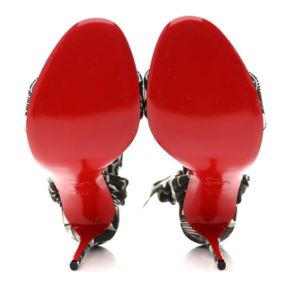 Christian Louboutin Crepe Satin Du Desert 100 Ankle Wrap Sandals 37.5 Black White 6 of 9