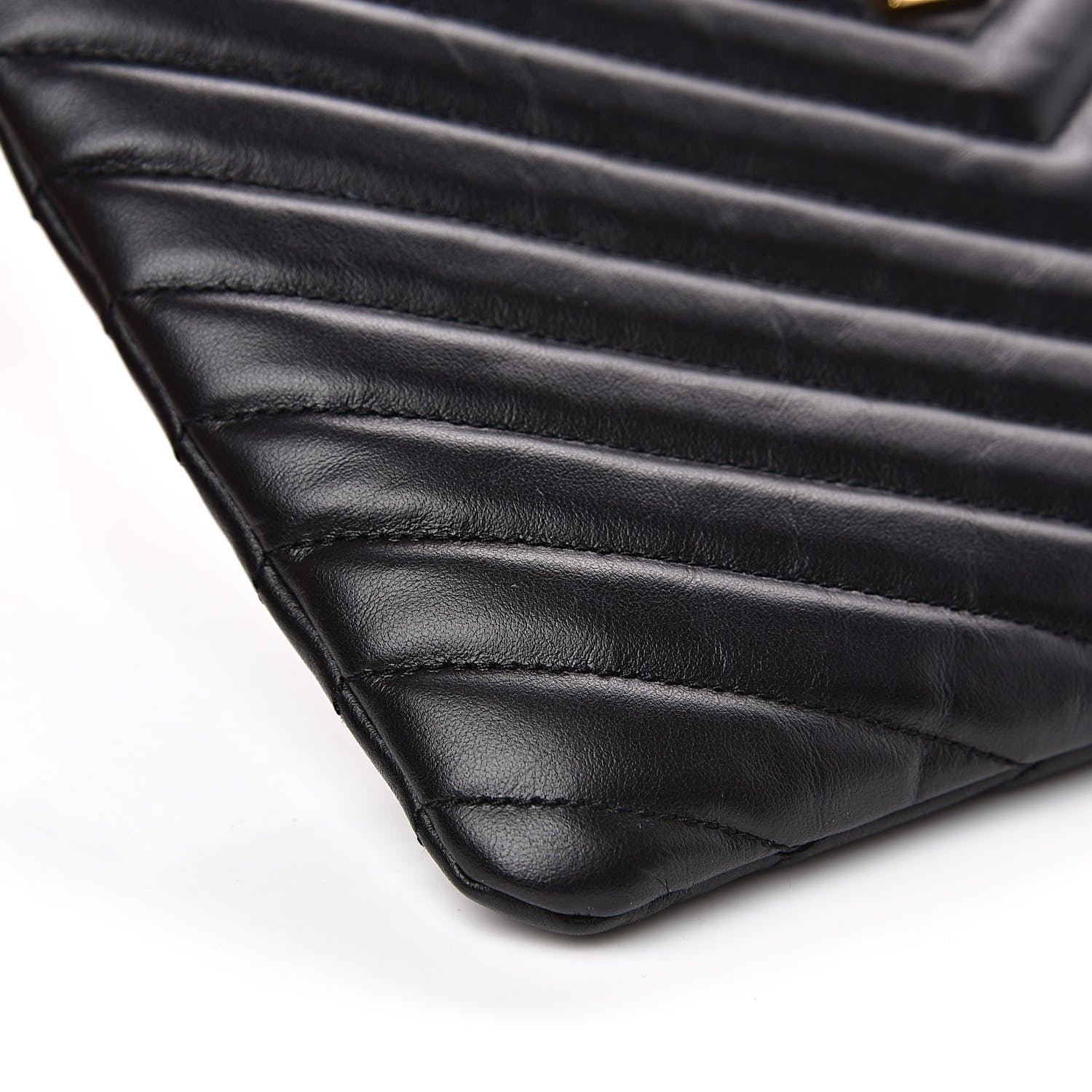Saint Laurent Calfskin Matelasse Chevron Monogram A5 Wristlet Black 8 of 11