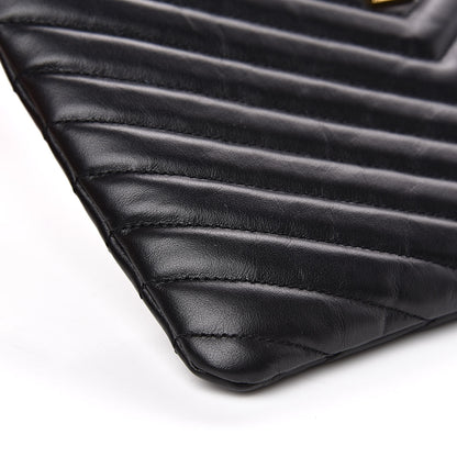 Saint Laurent Calfskin Matelasse Chevron Monogram A5 Wristlet Black 8 of 11