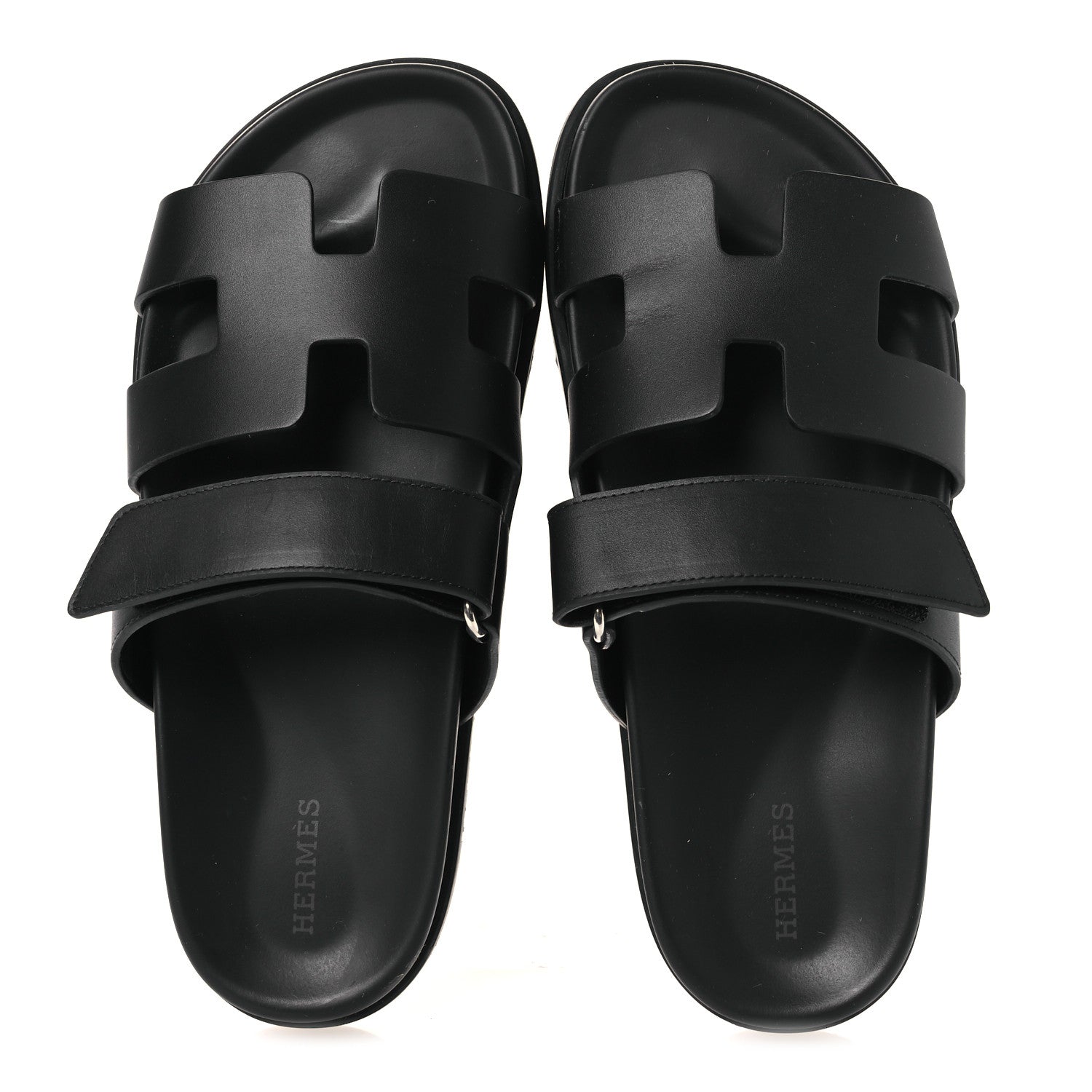 Hermes Calfskin Womens Chypre Sandals 38 Black 2 of 13