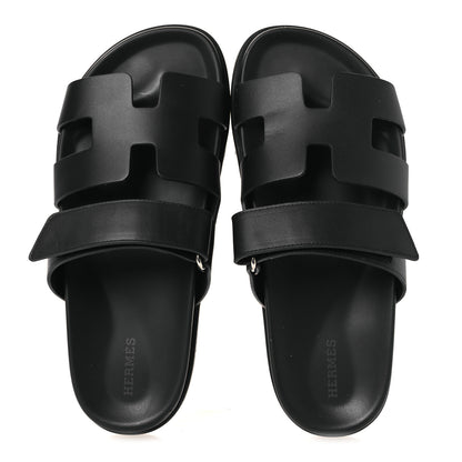 Hermes Calfskin Womens Chypre Sandals 38 Black 2 of 13