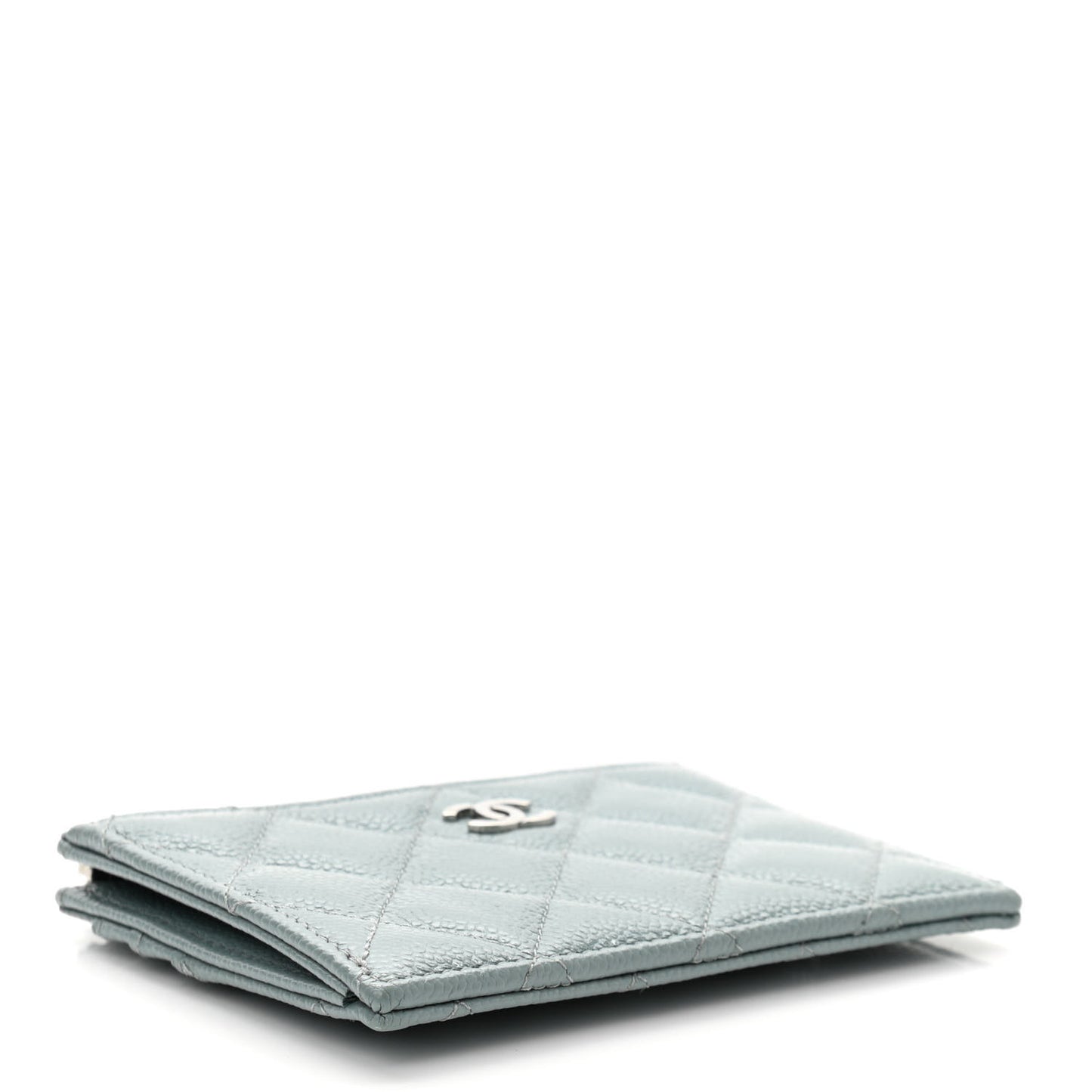 Caviar Quilted CC Zip Card Holder Light Blue