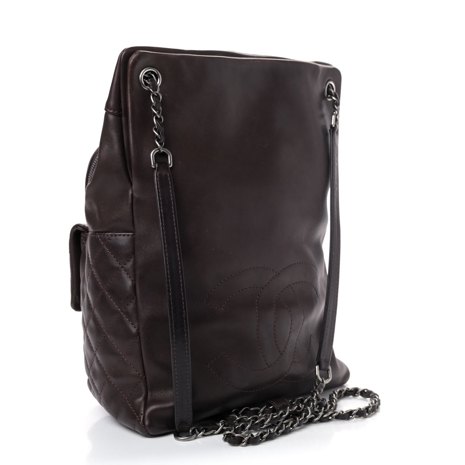 Chanel Lambskin Quilted Drawstring Backpack Brown 2 of 4