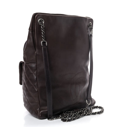 Chanel Lambskin Quilted Drawstring Backpack Brown 2 of 4