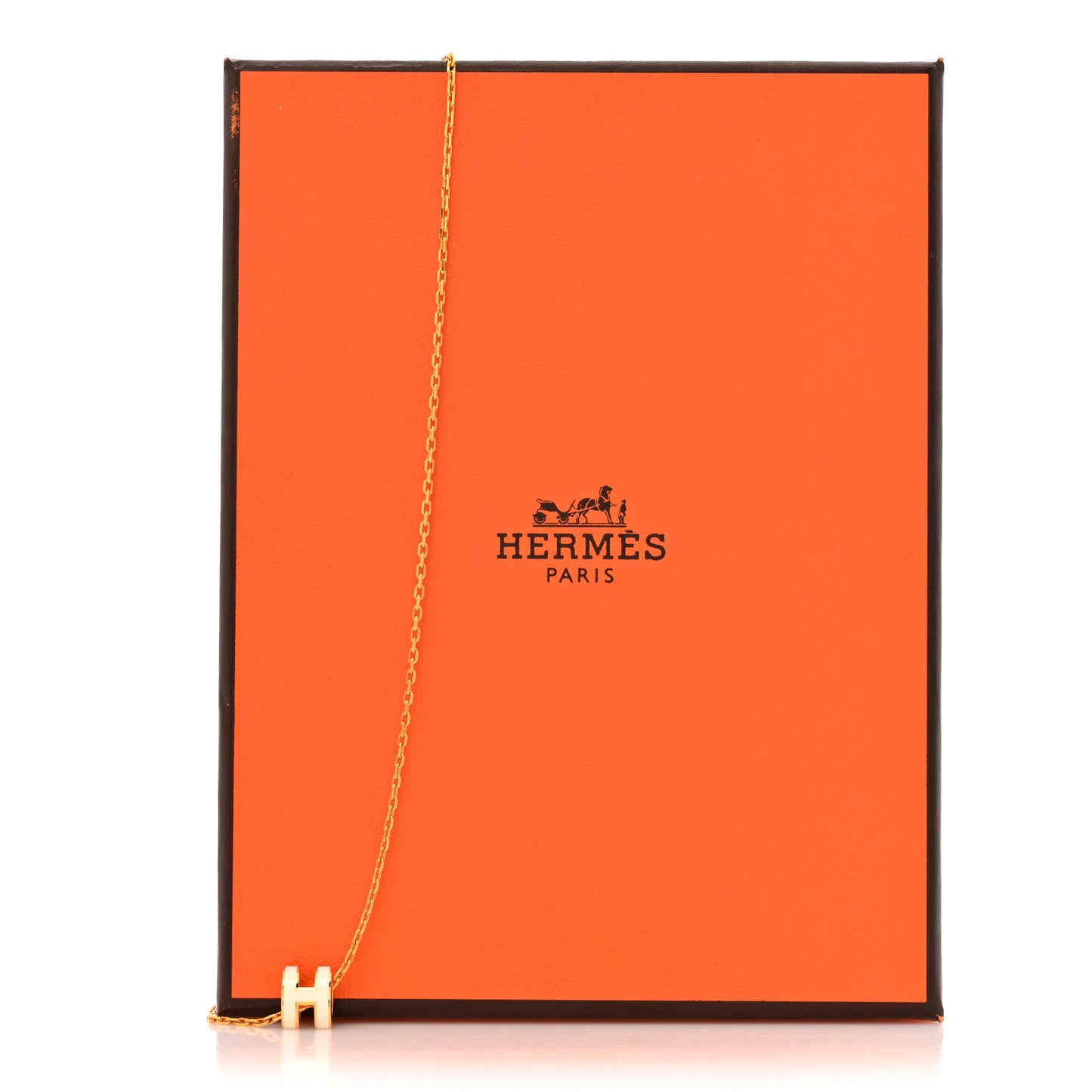 Lacquered Gold Mini Pop H Pendant Necklace White