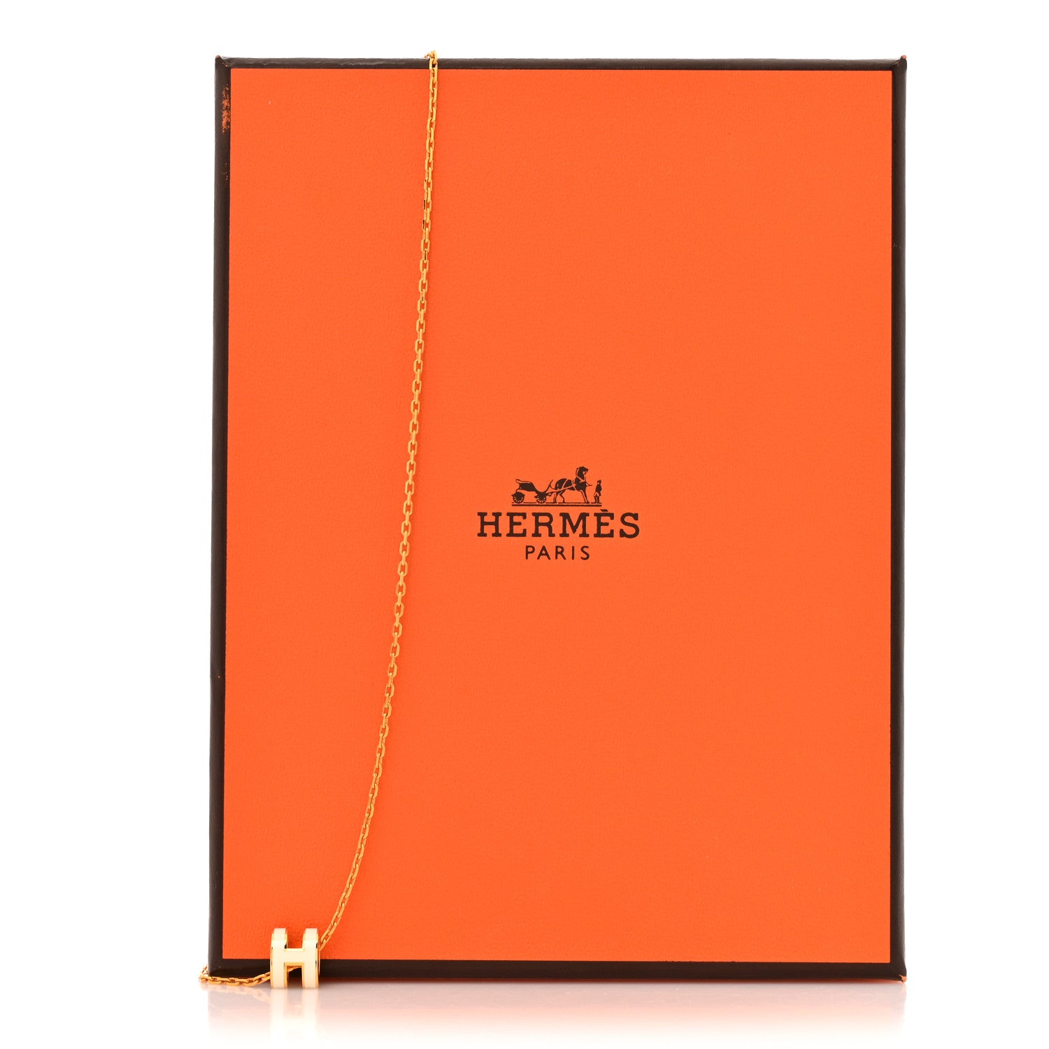 Hermes Lacquered Gold Mini Pop H Pendant Necklace White 6 of 6