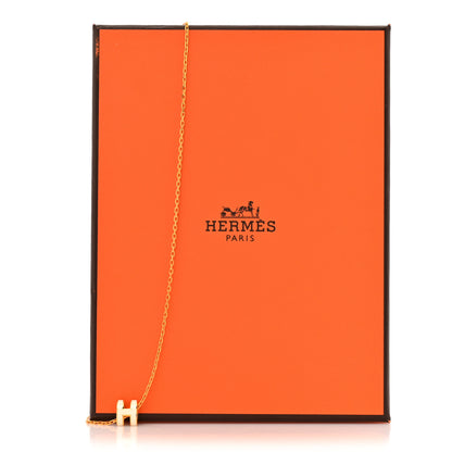 Hermes Lacquered Gold Mini Pop H Pendant Necklace White 6 of 6