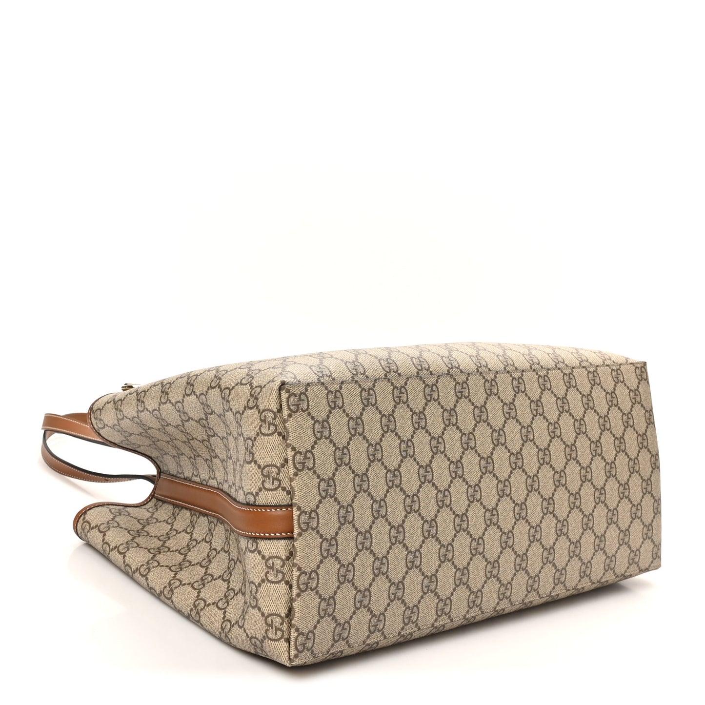 GG Supreme Monogram Emblem Large Tote Bag Beige Dark Brown