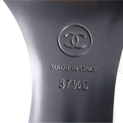 Chanel Lambskin Slingback Pumps 37.5 White Black 9 of 10