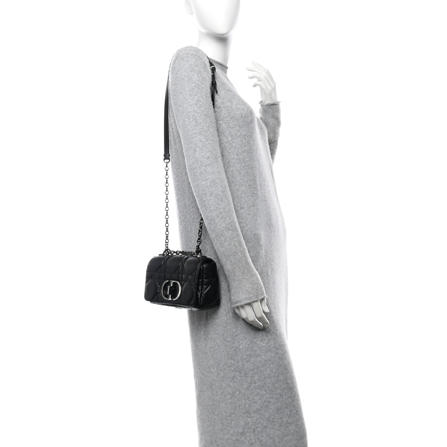 Christian Dior Calfskin Macrocannage Small Caro Bag Black 2 of 10