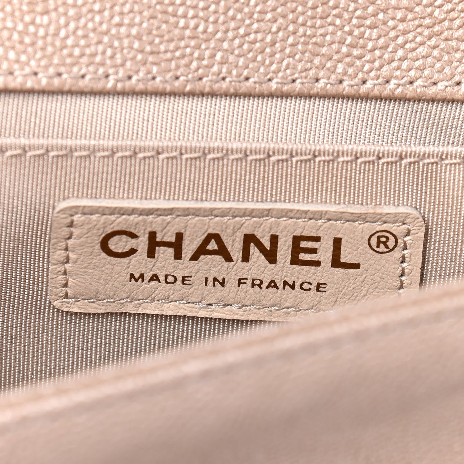 Chanel Metallic Caviar Chevron Quilted Medium Boy Flap Light Beige 6 of 9