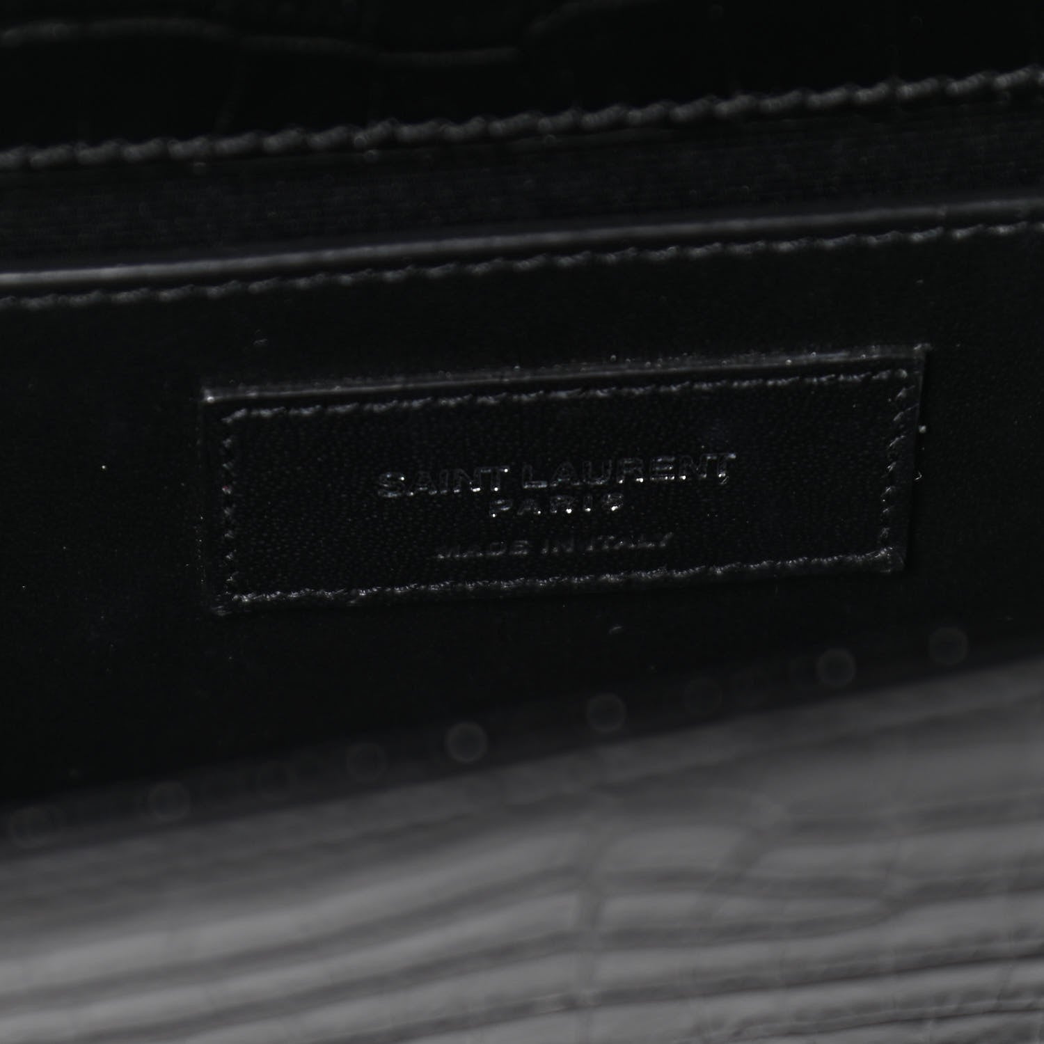 Saint Laurent Calfskin Crocodile Embossed Small Classic Monogram Kate Tassel Satchel Black 7 of 12
