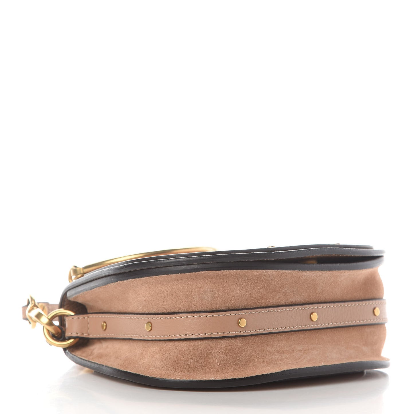 Calfskin Suede Small Nile Bracelet Bag Biscotti Beige