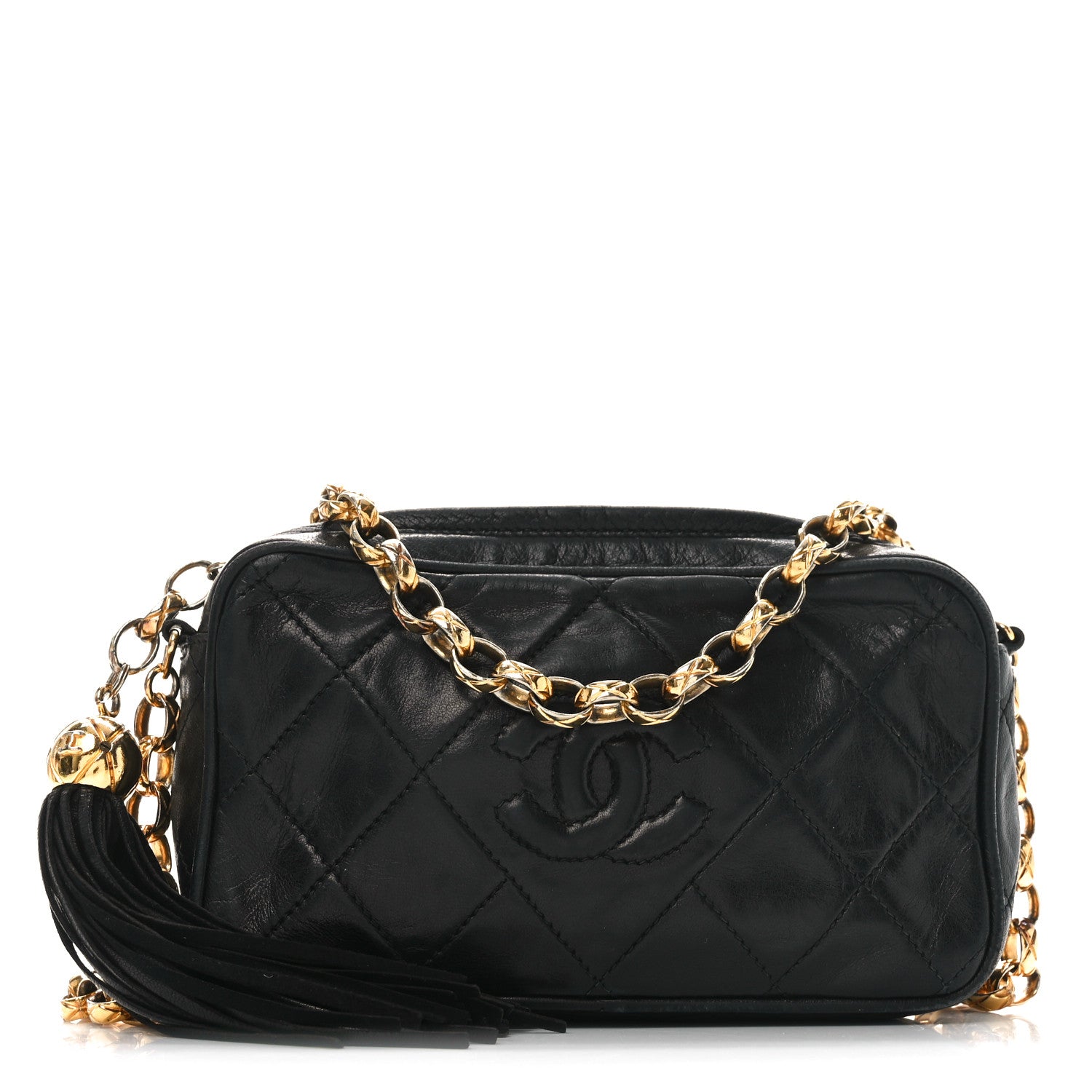 Chanel Lambskin Quilted Tassel Camera Case Black 1 of 11