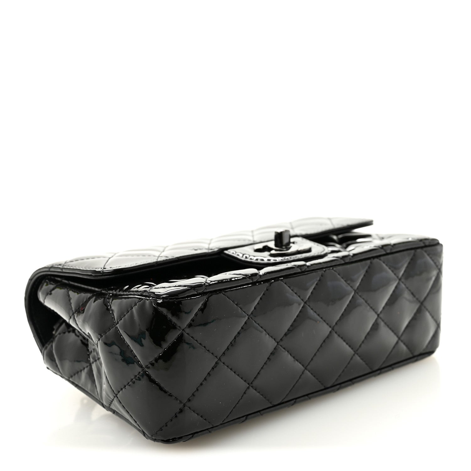 Chanel Patent Calfskin Quilted Mini Rectangular Flap So Black 4 of 10