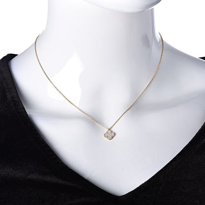 Van Cleef & Arpels 18K Yellow Gold Mother of Pearl Sweet Alhambra Pendant Necklace 2 of 8