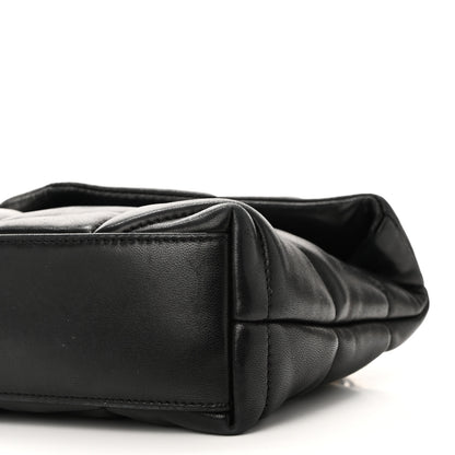 Saint Laurent Lambskin Quilted Toy Loulou Puffer Monogram Chain Satchel Black 10 of 11