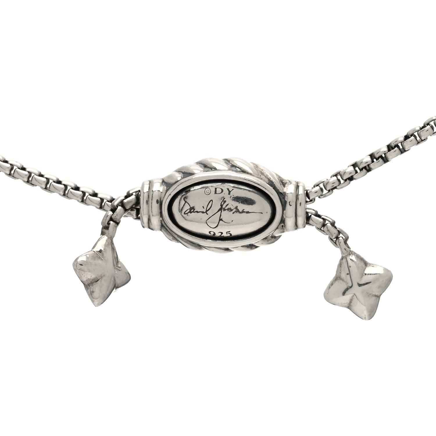 David Yurman Sterling Silver 14K Yellow Gold 28mm Crossover Pendant Necklace 4 of 4