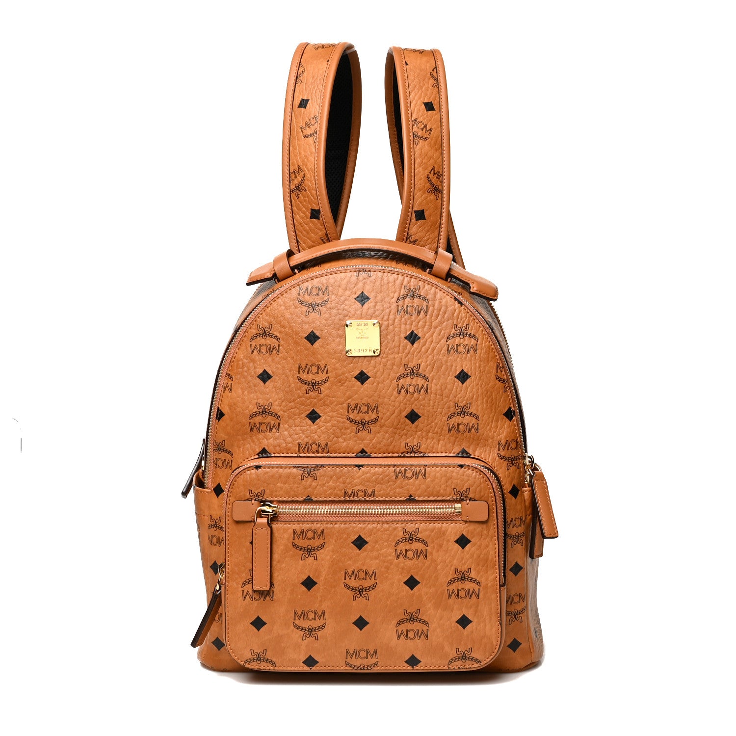 MCM Visetos Mens Medium Stark Backpack Cognac 1 of 9