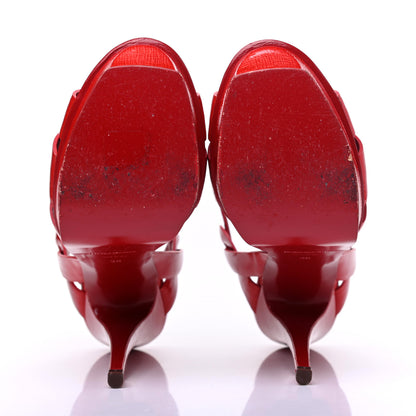 Saint Laurent Patent Textured Tribute 105 Platform Sandals 38 Red 5 of 12