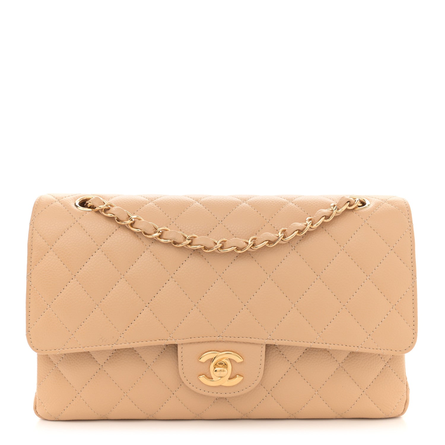 Chanel Caviar Quilted Medium Double Flap Beige 1 of 14