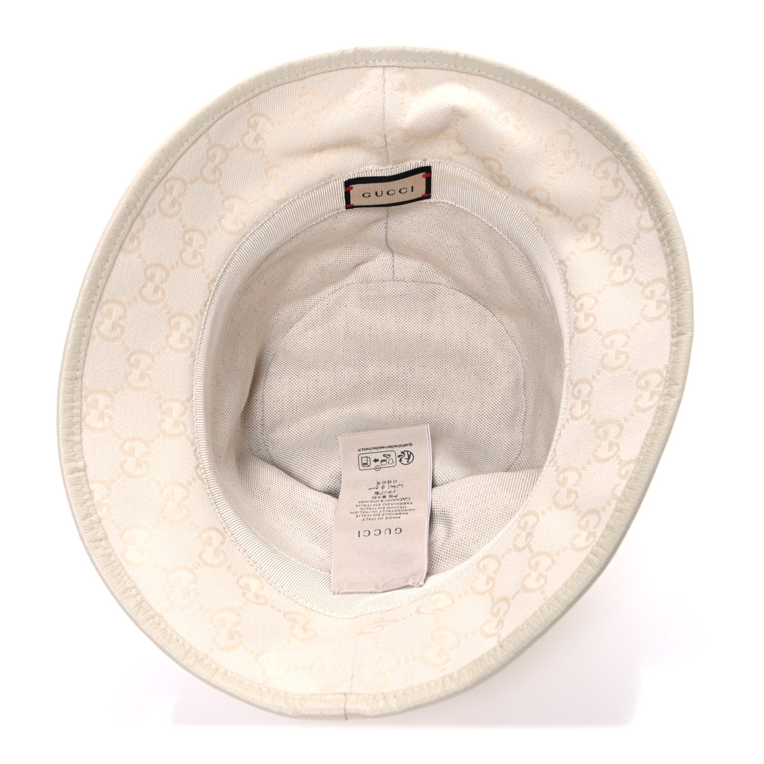 Gucci Monogram Textured Dollar Calfskin GG Jago Bucket Hat S Ivory 7 of 8