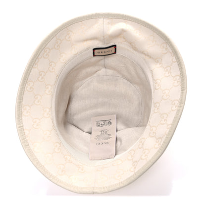 Gucci Monogram Textured Dollar Calfskin GG Jago Bucket Hat S Ivory 7 of 8