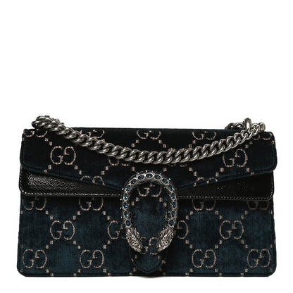 Gucci Velvet Skipper Crystal GG Monogram Small Dionysus Shoulder Bag Blue Beige Black 1 of 11