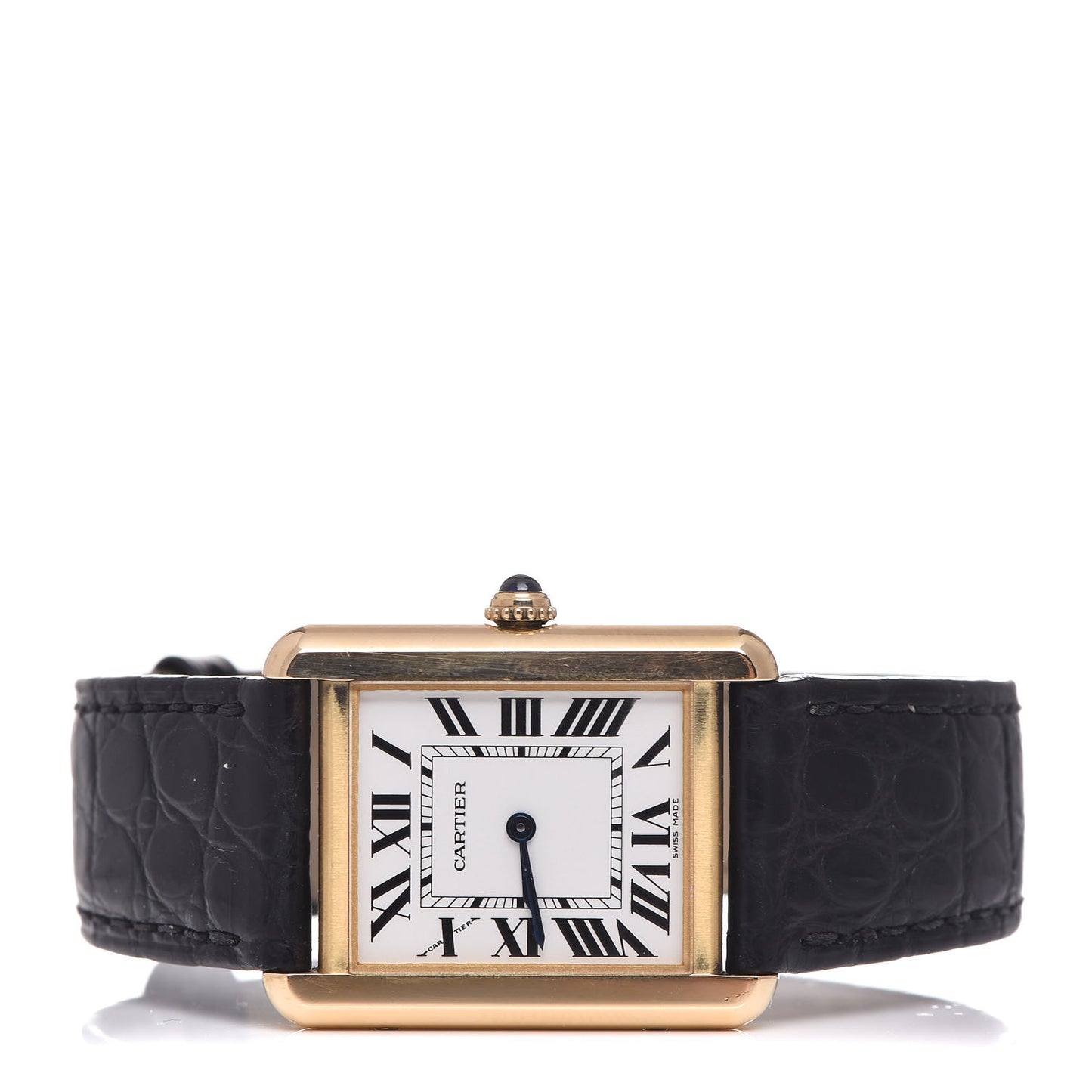 Stainless Steel 18K Yellow Gold Alligator 24mm Tank Solo Quartz Watch