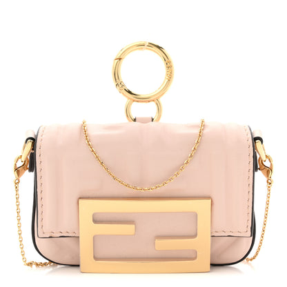 Fendi Nappa Matisse FF Embossed Nano Maxi Buckle Baguette Charm Rosa Quarzo 1 of 10