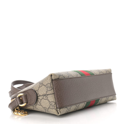 Gucci GG Supreme Monogram Textured Dollar Calfskin Web Small Ophidia Dome Shoulder Bag Beige Ebony New Acero 4 of 12