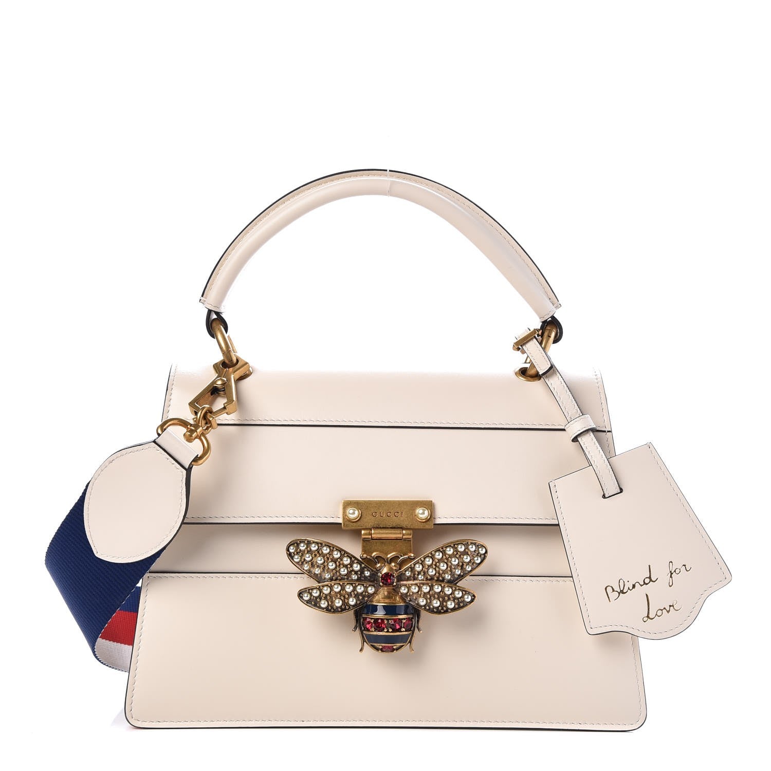 Gucci Calfskin Sylvie Web Small Queen Margaret Top Handle Bag White 1 of 7