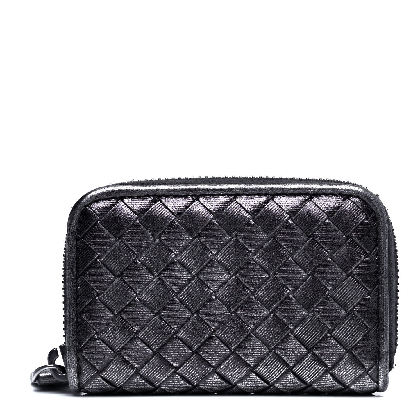 Grosgrain Intrecciato Zip Around Coin Purse Argento