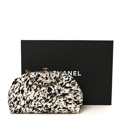Chanel Lambskin Pony Hair Printed Clutch With Chain Black White 11 of 11