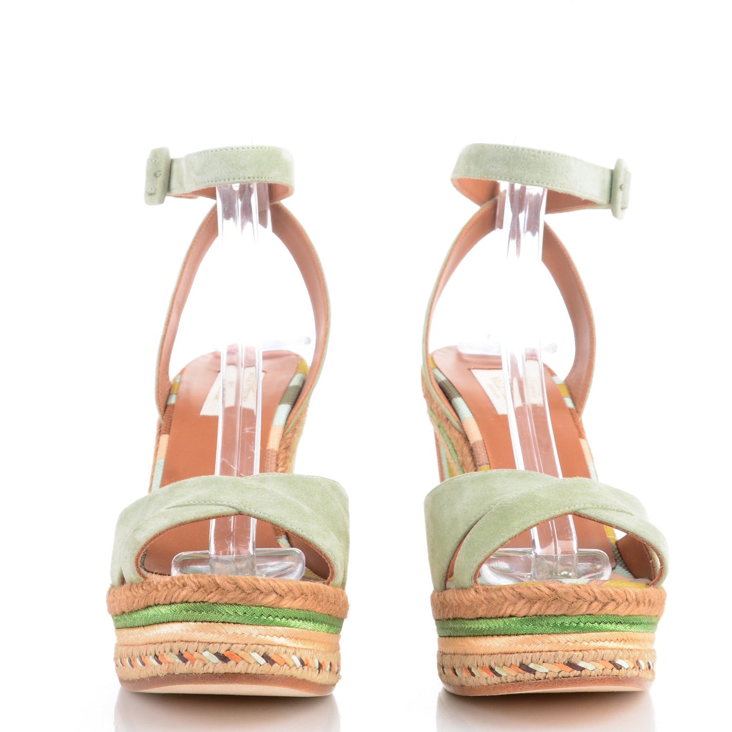 Suede Canvas Native Couture 1975 Espadrille Wedge Sandals 40 Green Tea Sorbet Multicolor