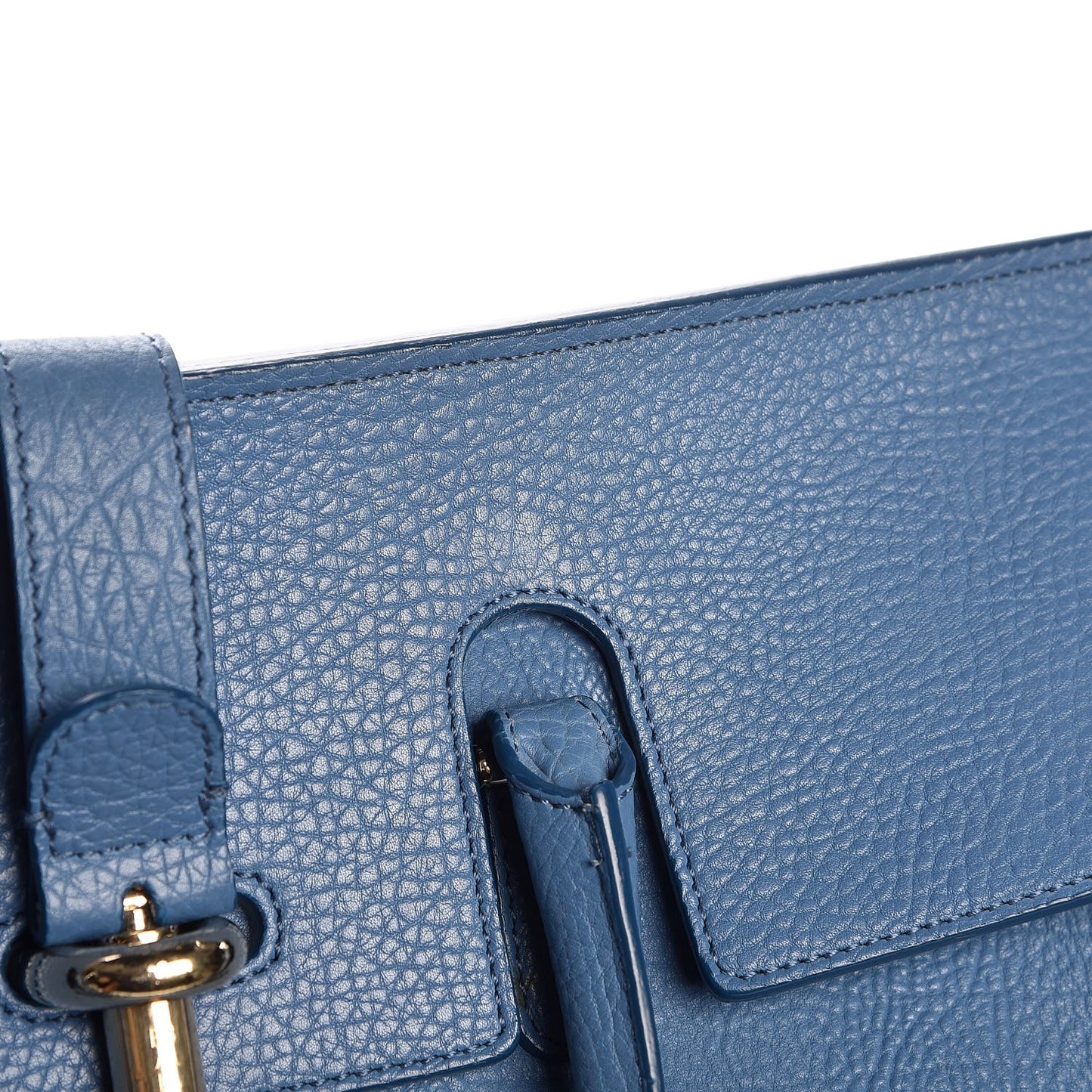 Grained Calfskin L Tube Round Tote Blue