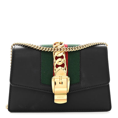 Gucci Calfskin Super Mini Sylvie Chain Shoulder Bag Black 1 of 10