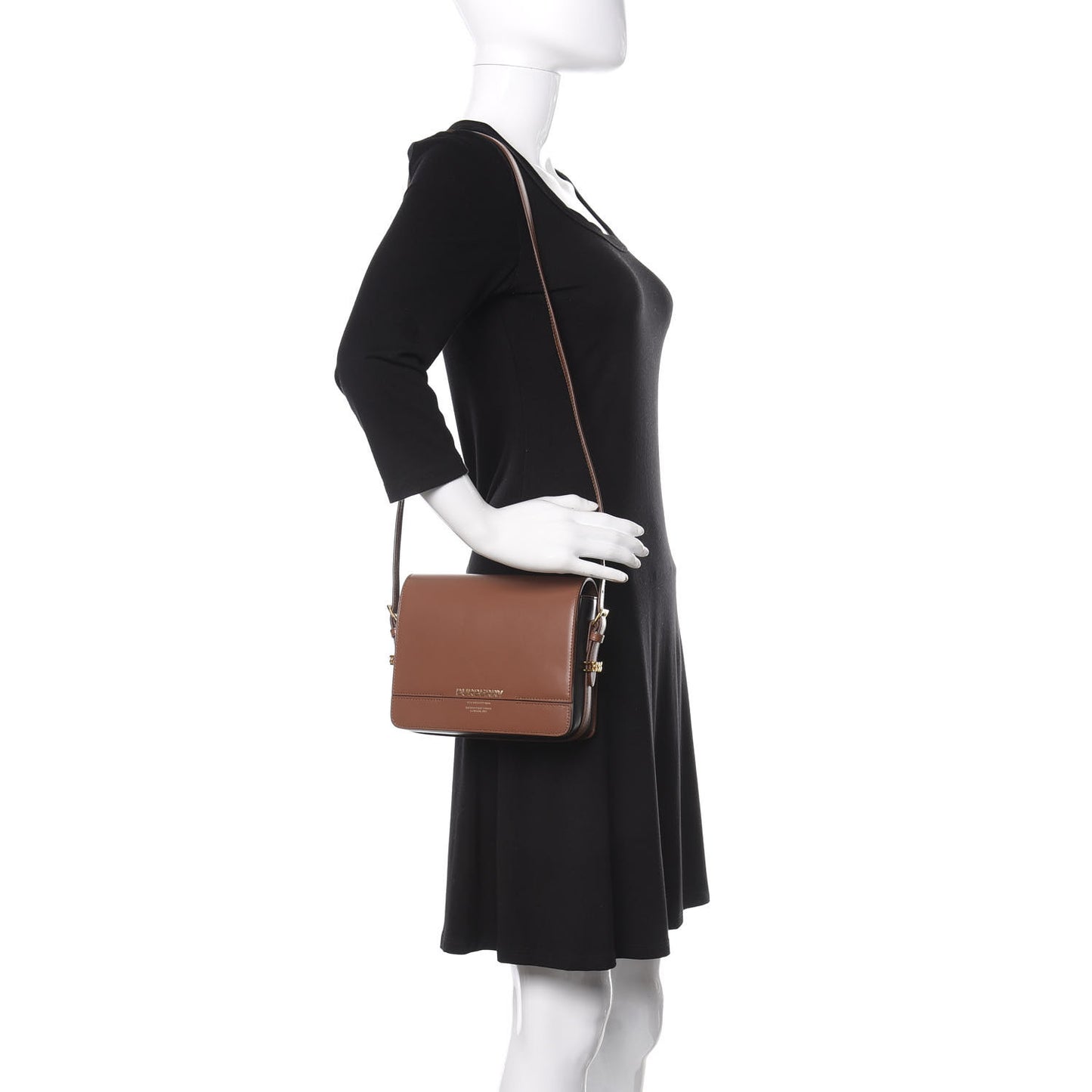 Smooth Calfskin Two Tone Small Grace Bag Malt Brown Black