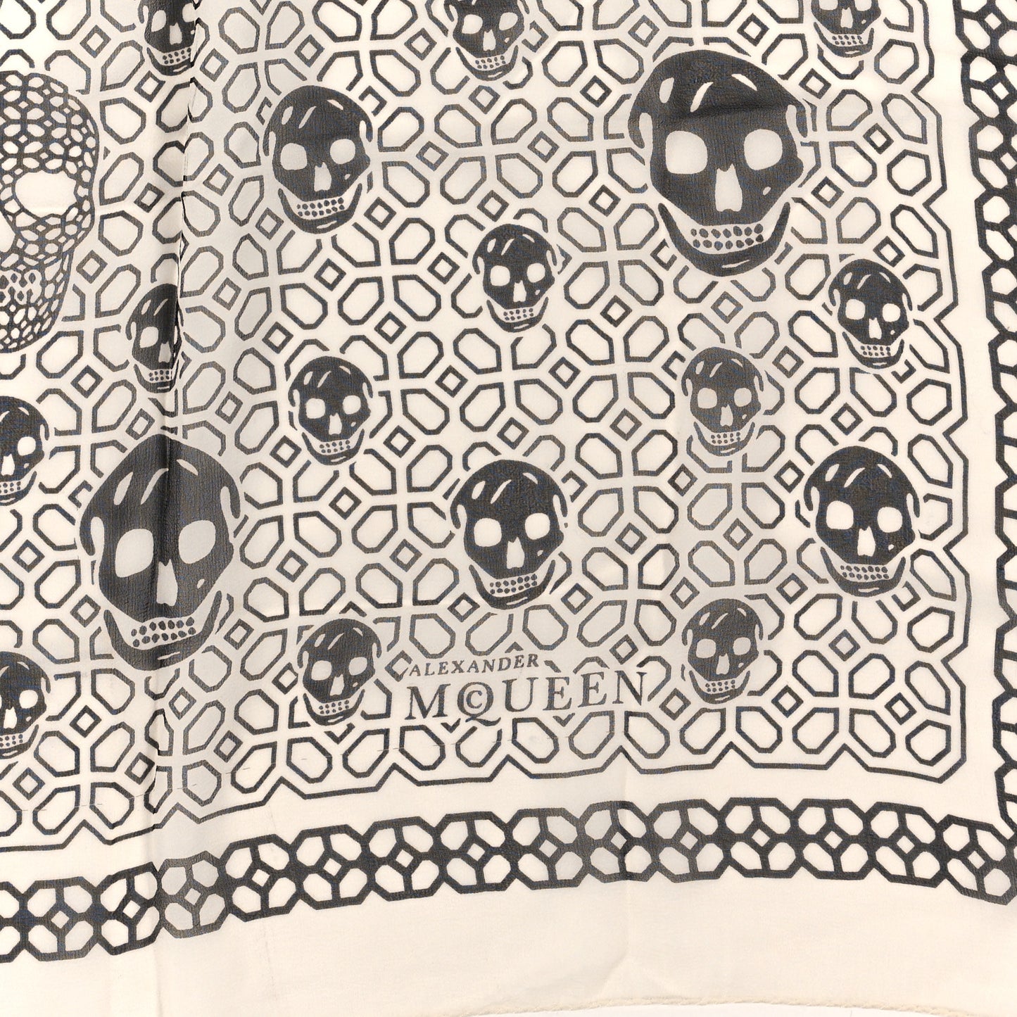 Silk Chiffon Skull Scarf Black White