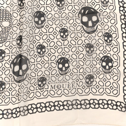 Alexander McQueen Silk Chiffon Skull Scarf Black White 2 of 3
