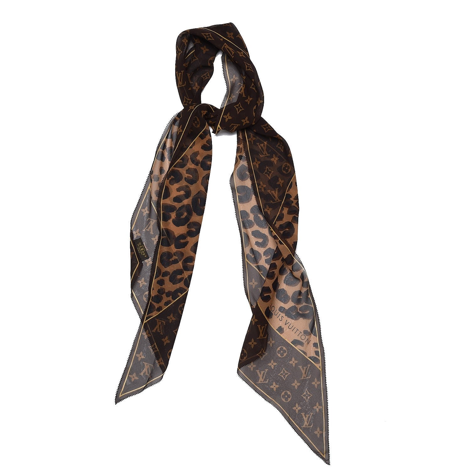 Louis Vuitton Silk Crepe Leopard Monogram Scarf 1 of 6