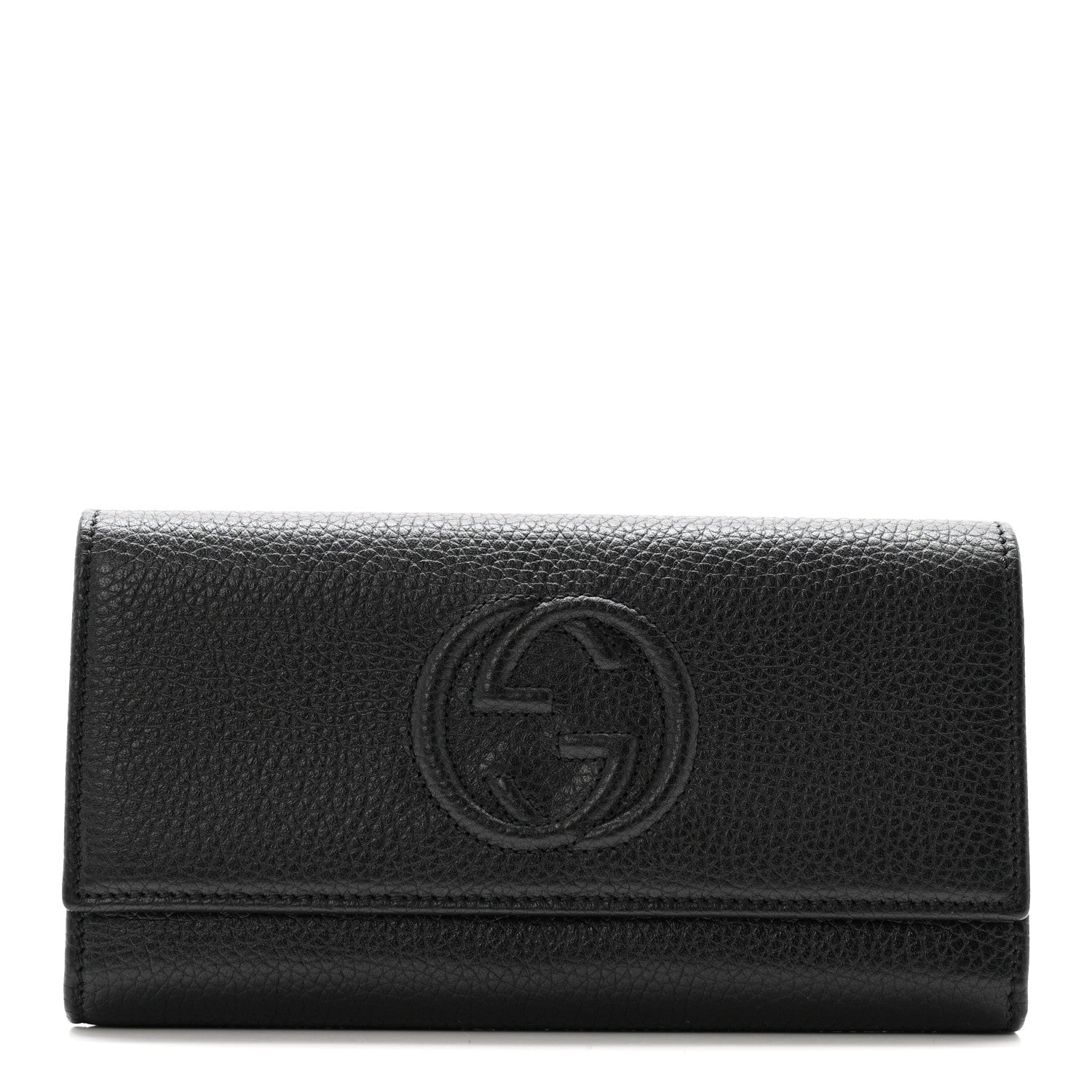 Gucci Pebbled Calfskin Large Soho Continental Wallet Black 1 of 10