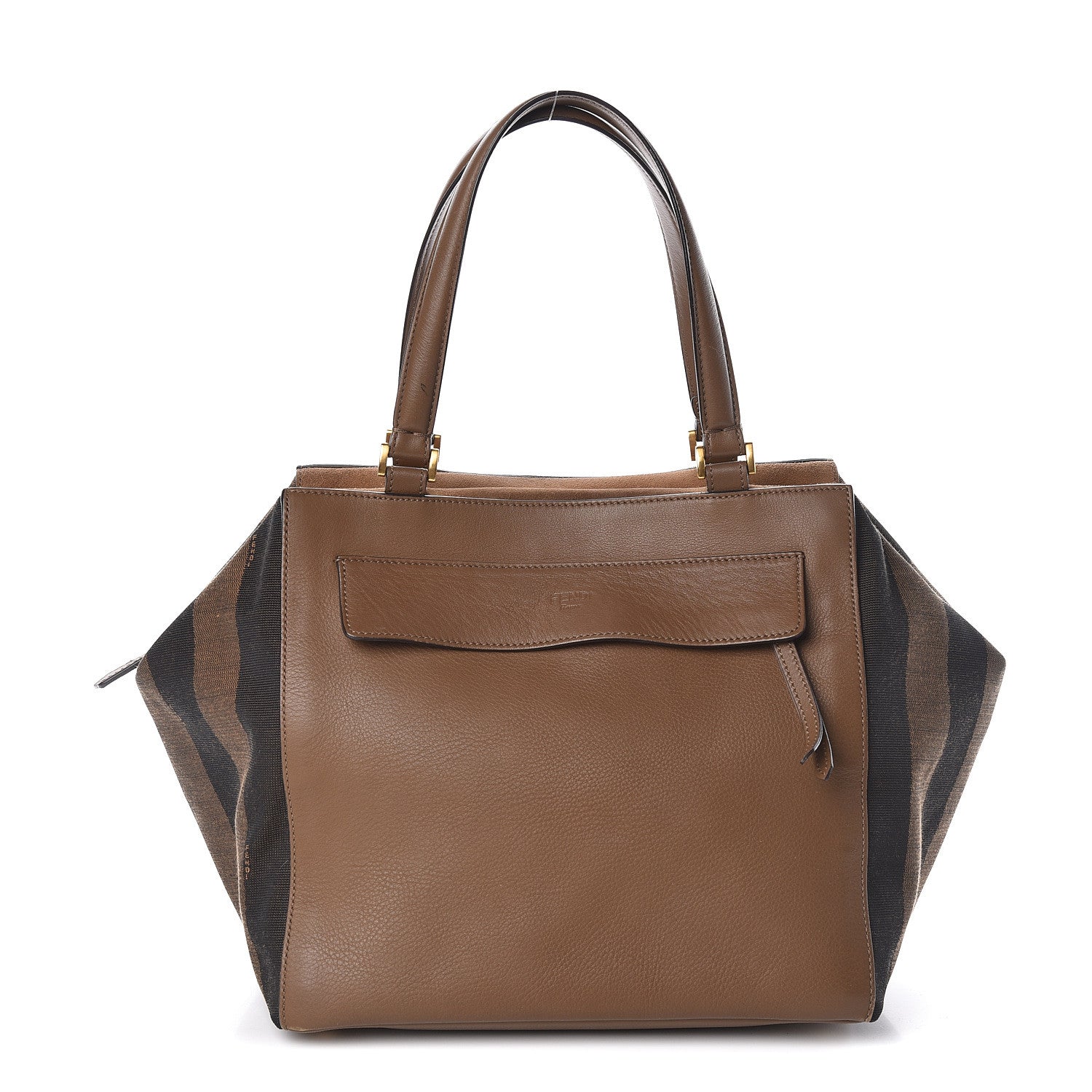Fendi Pequin Vitello Magnetic Top Satchel Tobacco Foresta 1 of 12