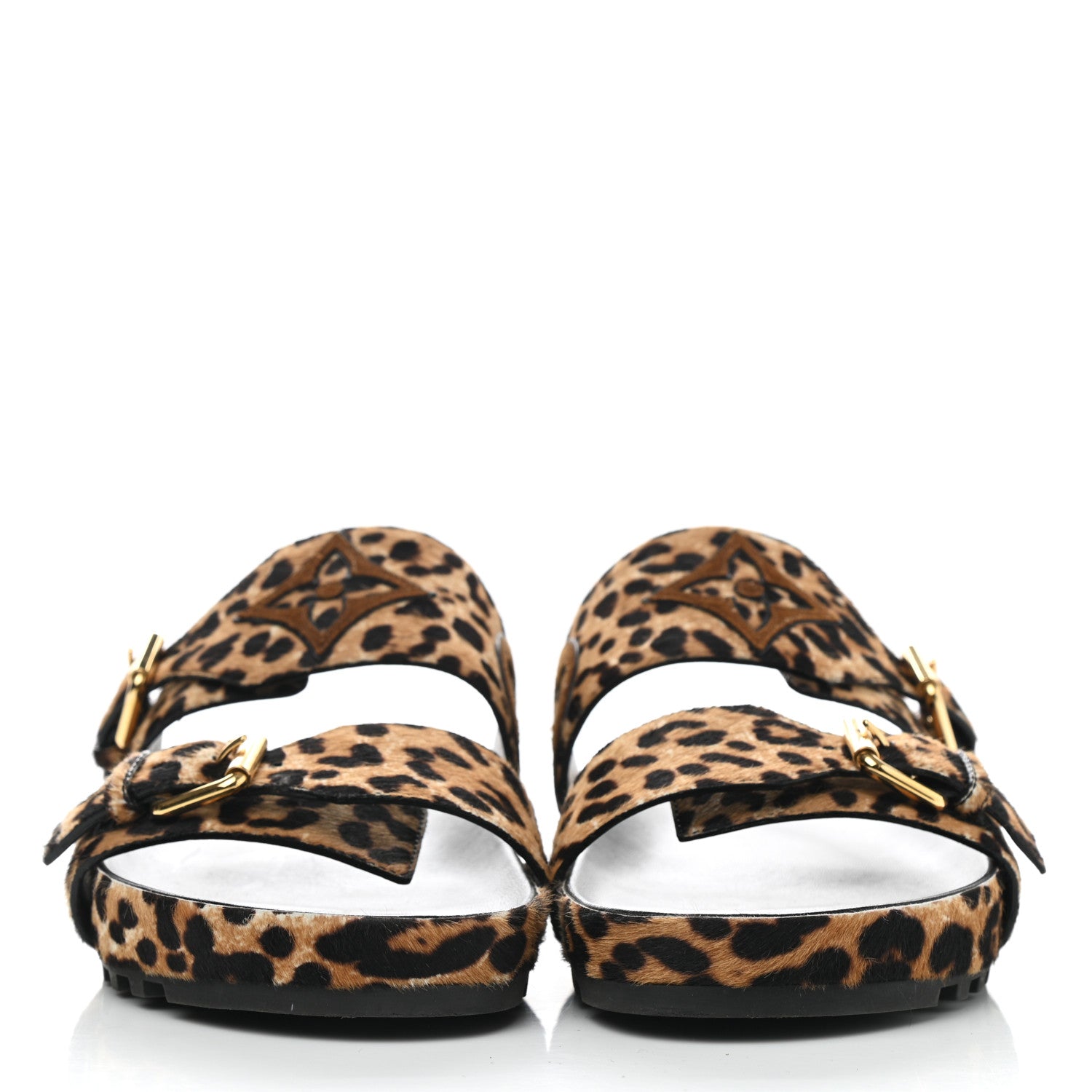 Louis Vuitton Calfskin Pony Hair Leopard Bom Dia Mule Sandals 41 Cognac Brown 2 of 8