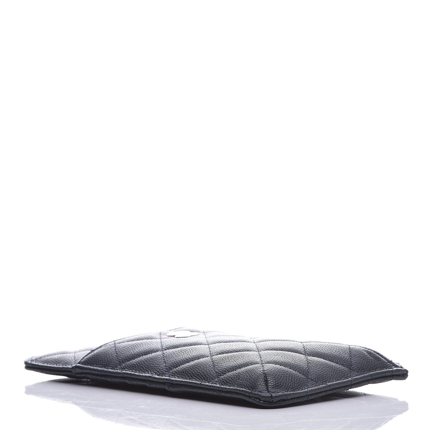 Caviar Quilted Classic Flat Wallet Pouch Navy
