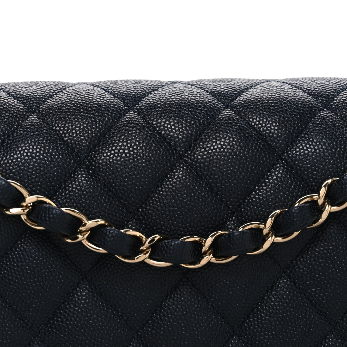 Caviar Quilted Medium Double Flap Navy