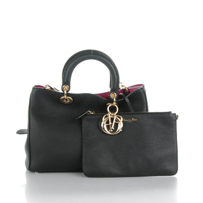 Christian Dior Bullcalf Medium Diorissimo Tote Black Rose Indien 4 of 10